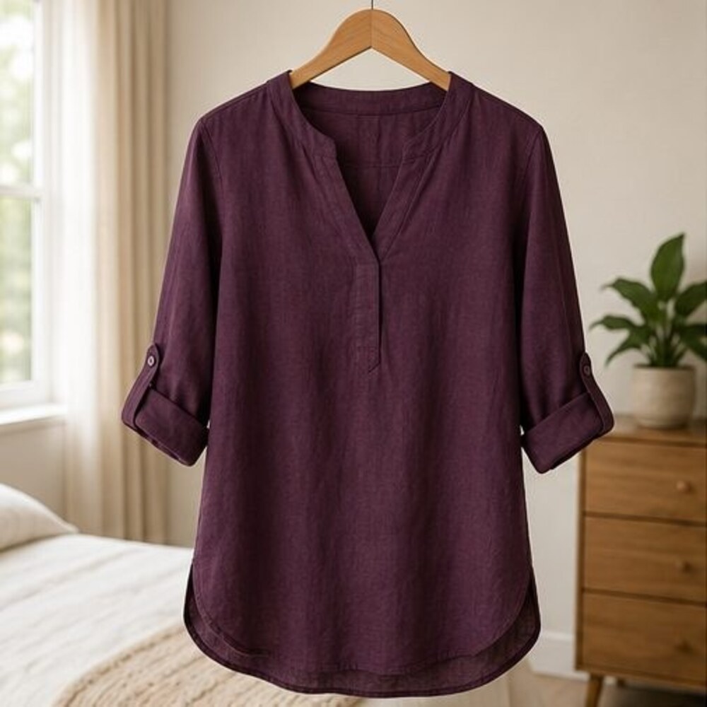 Plum Split Neck Tunic Blouse